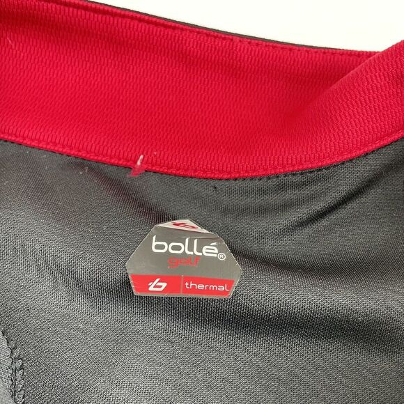 Bolle Golf THERMAL Black Red 1/4 Zip Mock Neck Long Sleeve Pullover Shirt Sz M* - Picture 6 of 7